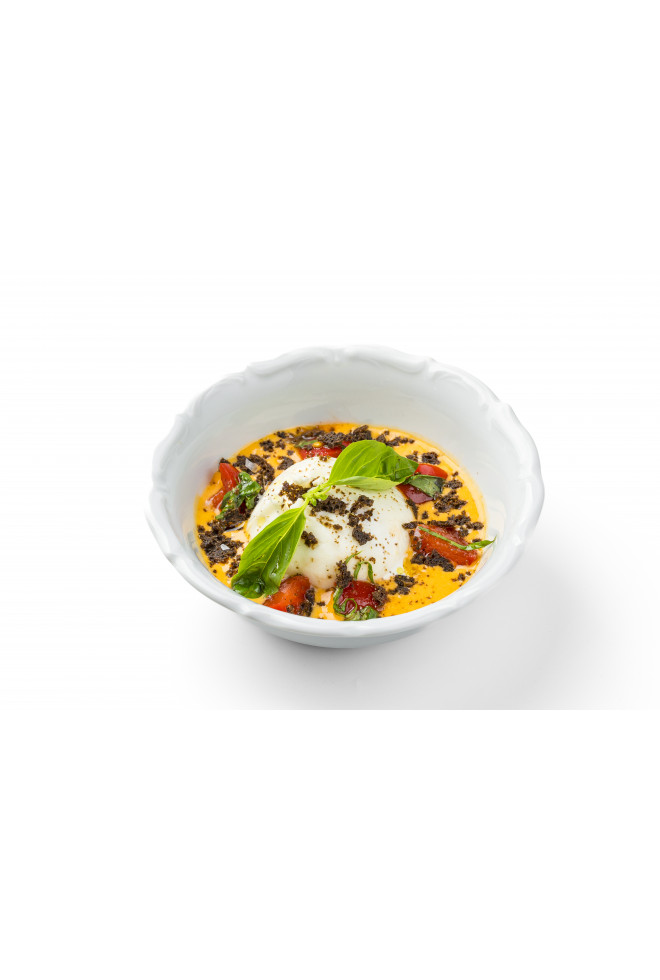 Буррата с ромеско и томатами